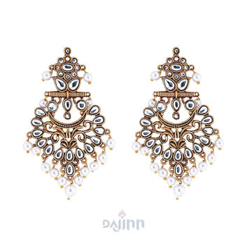 Dajinn Rutuja White Gold Enamel Earrings