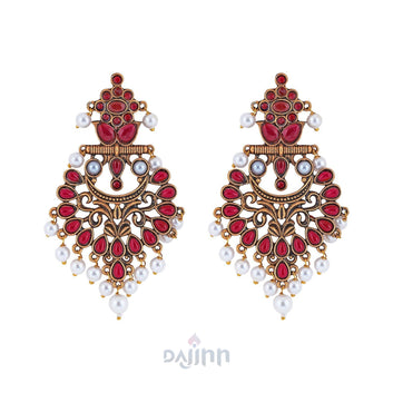 Dajinn Rutuja Magenta  Gold Enamel Earrings