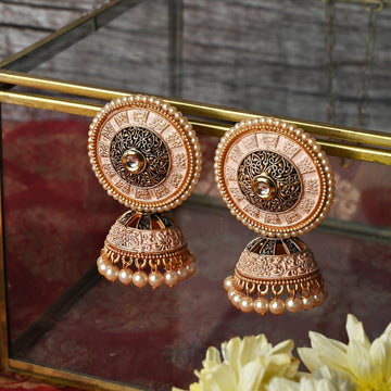 Dajinn Manavi Nude Pink Gold enamel Earring