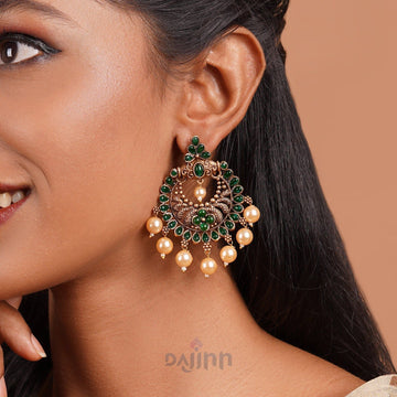 Dajinn Hanseeka Dark Green Gold Enamel Earring