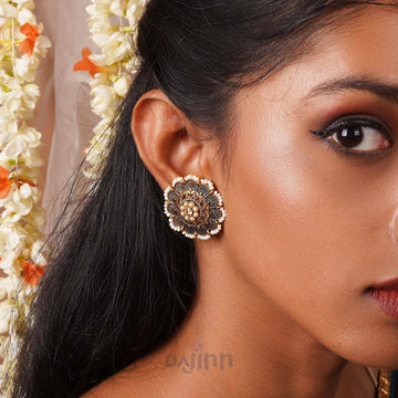 Dajinn Pragya Dark Blue Gold Enamel Stud
