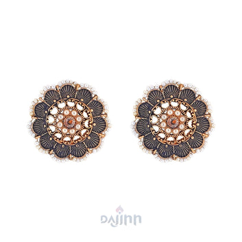 Dajinn Pragya Dark Blue Gold Enamel Stud