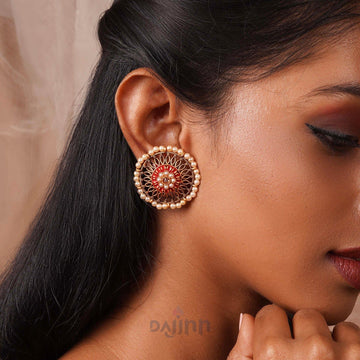 Dajinn Vaani Red Gold Enamel Stud