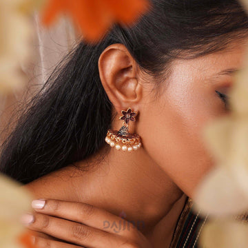 Dajinn Arika Maroon and Black Gold Enamel Earrings