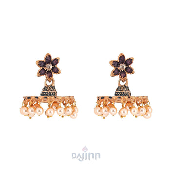 Dajinn Arika Maroon and Black Gold Enamel Earrings