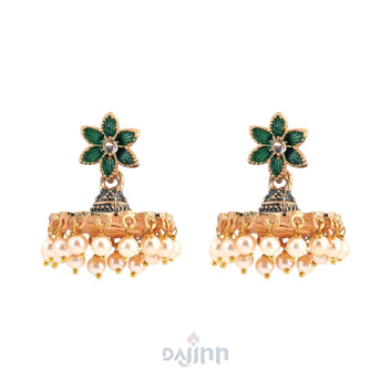Dajinn Arika Dark Green and Black Gold Enamel Earrings