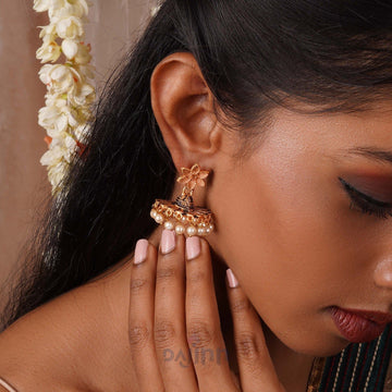 Dajinn Arika Nude Pink and Black Gold Enamel Earrings
