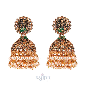 Dajinn Chakriya Green Gold Enamel Earrings