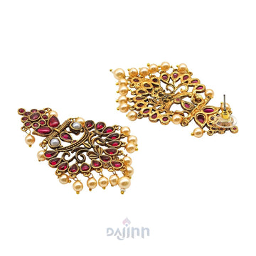 Dajinn Saanchi Magenta Gold Enamel Earrings
