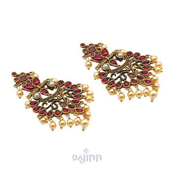 Dajinn Saanchi Magenta Gold Enamel Earrings