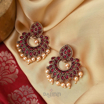 Dajinn Ira Maroon Gold Enamel Earrings