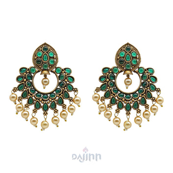 Dajinn Ira Dark Green Gold Enamel Earrings