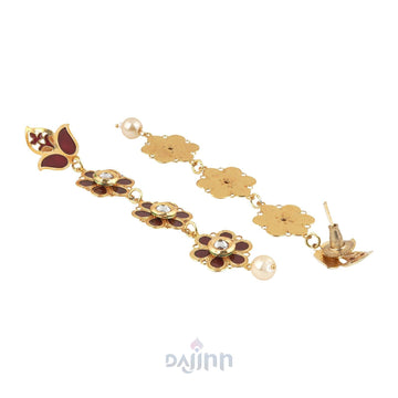 Dajinn Daivey Maroon Gold Earring