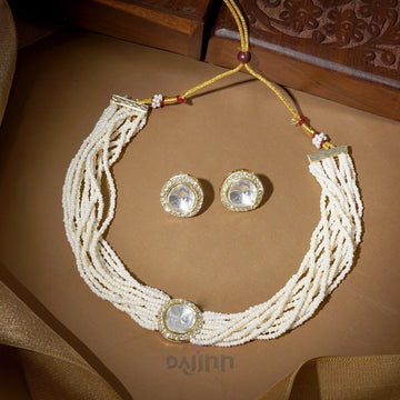 Dajinn Jodha Light Gold Necklace Set