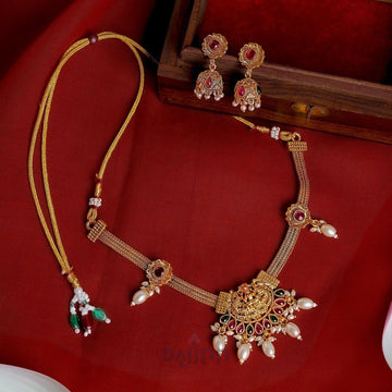 Dajinn Dharma Gold Red And Green Necklace Set