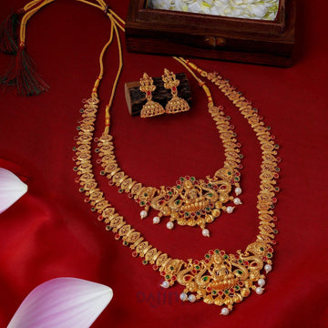 Dajinn Kateri Gold Red And Green Layered Necklace Set