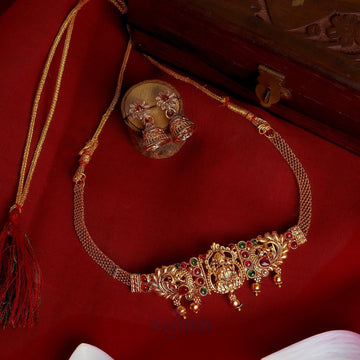 Dajinn Manasa Gold Red And Green Necklace Set