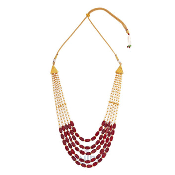 Dajinn Aarushi Red Bead And Pearl Necklace