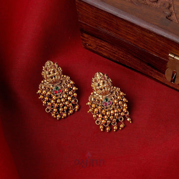 Dajinn Namrata Gold Green And Red Earrings