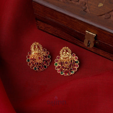 Dajinn Rahi Gold Red And Green Earrings