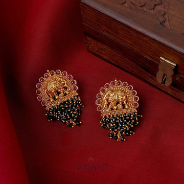 Dajinn Rama Gold Green And Red Earrings