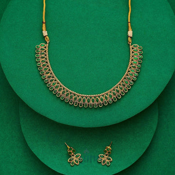 Dajinn Mehek Green Gold Necklace Set