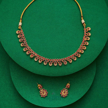 Dajinn Aishani Ruby Gold Necklace Set