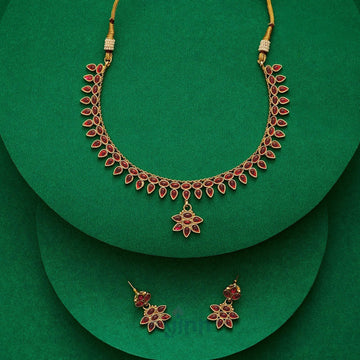 Dajinn Gauranshi Ruby Gold Necklace Set