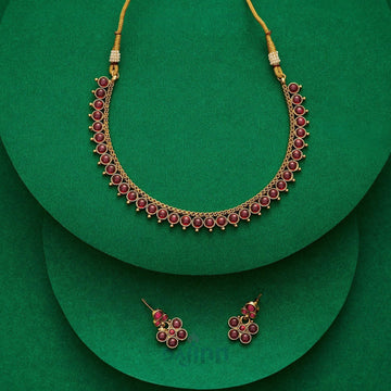 Dajinn Urooj Ruby Gold Necklace Set