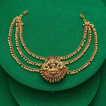 Dajinn Bhumika Gold Finish Red & Green Juda Pin