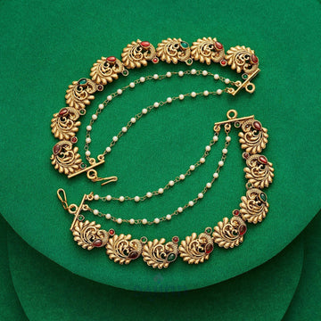 Dajinn Chitrakala Gold Finish Red & Green Kan Chain