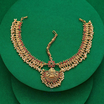 Dajinn Divyanshi Gold Finish Red & Green Maangtika