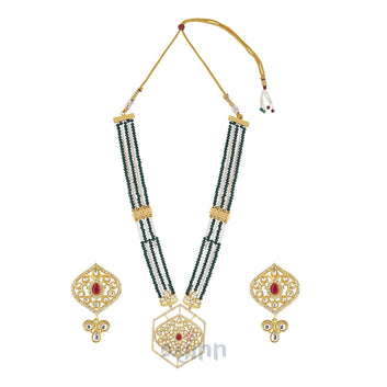 Mangalam green beaded festive necklace set