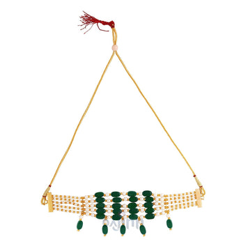 Dajinn Alpa Green And White Bead Stacked Necklace