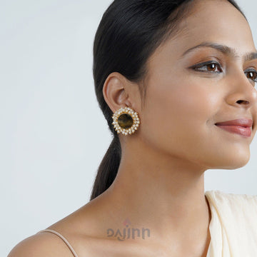 Dajinn Roop Matte Black Druzy Stone Earring