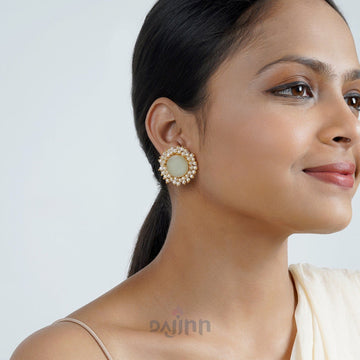 Dajinn Roop Light Green Druzy Stone Earring