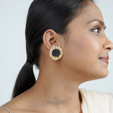 Dajinn Roop Black Druzy Stone Earring