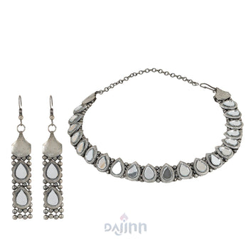 Dajinn Riddhima Silver Oxidised Necklace Set