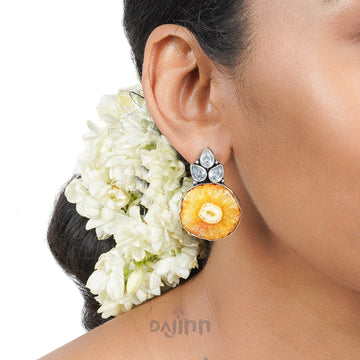 Dajinn Harika Yellow Silver Oxidised Earring