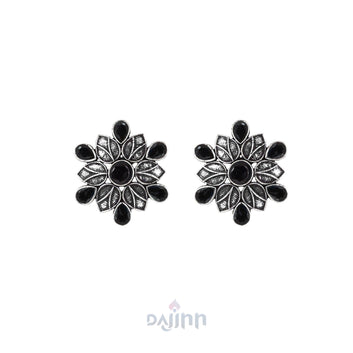 Dajinn Aashini Black Stone Silver Oxidised Earring