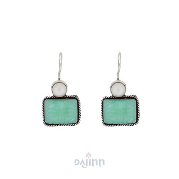 Dajinn Diti Mint Green Stone & Pearl Earrings
