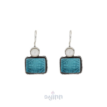 Dajinn Diti Aqua Blue Stone & Pearl Earrings