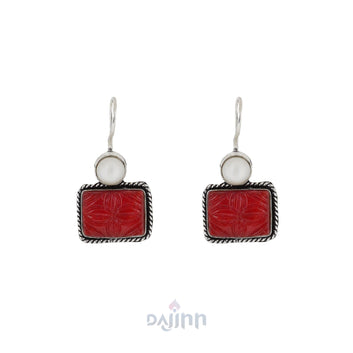 Dajinn Diti Maroon Stone & Pearl Earrings