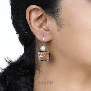 Dajinn Diti Brown Stone & Pearl Earrings
