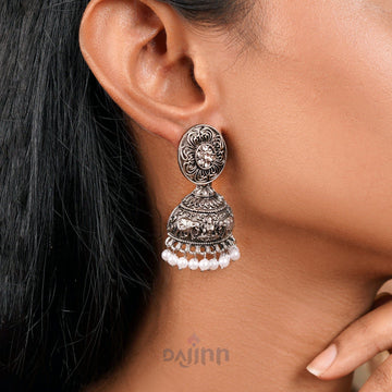 Dajinn Kevika Silver Oxidised Earrings