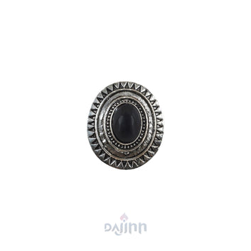 Dajinn Naarah Black Stone Silver Oxidised Ring