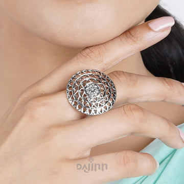 Dajinn Zehra Silver Oxidised Ring