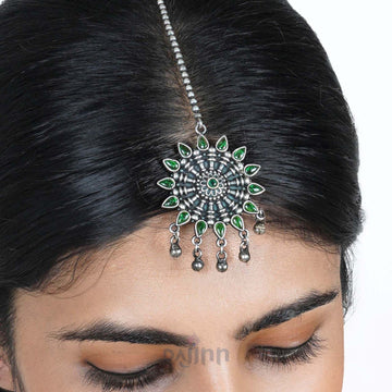 Dajinn Romina Silver Oxidised Maang Tika