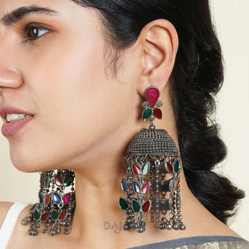 Dajinn Niharika Silver Oxidised Earring