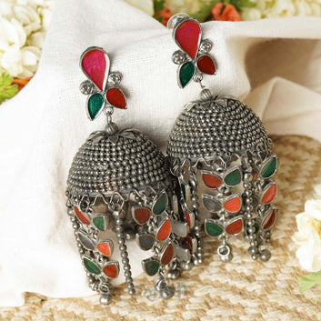 Dajinn Niharika Silver Oxidised Earring